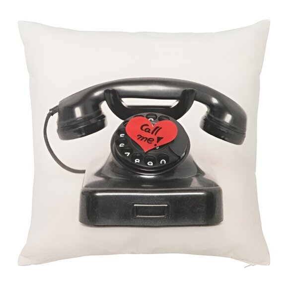 NEW Ikea Velvet Retro Rotary Phone Zip Pillow Cover - Picture 1 of 3